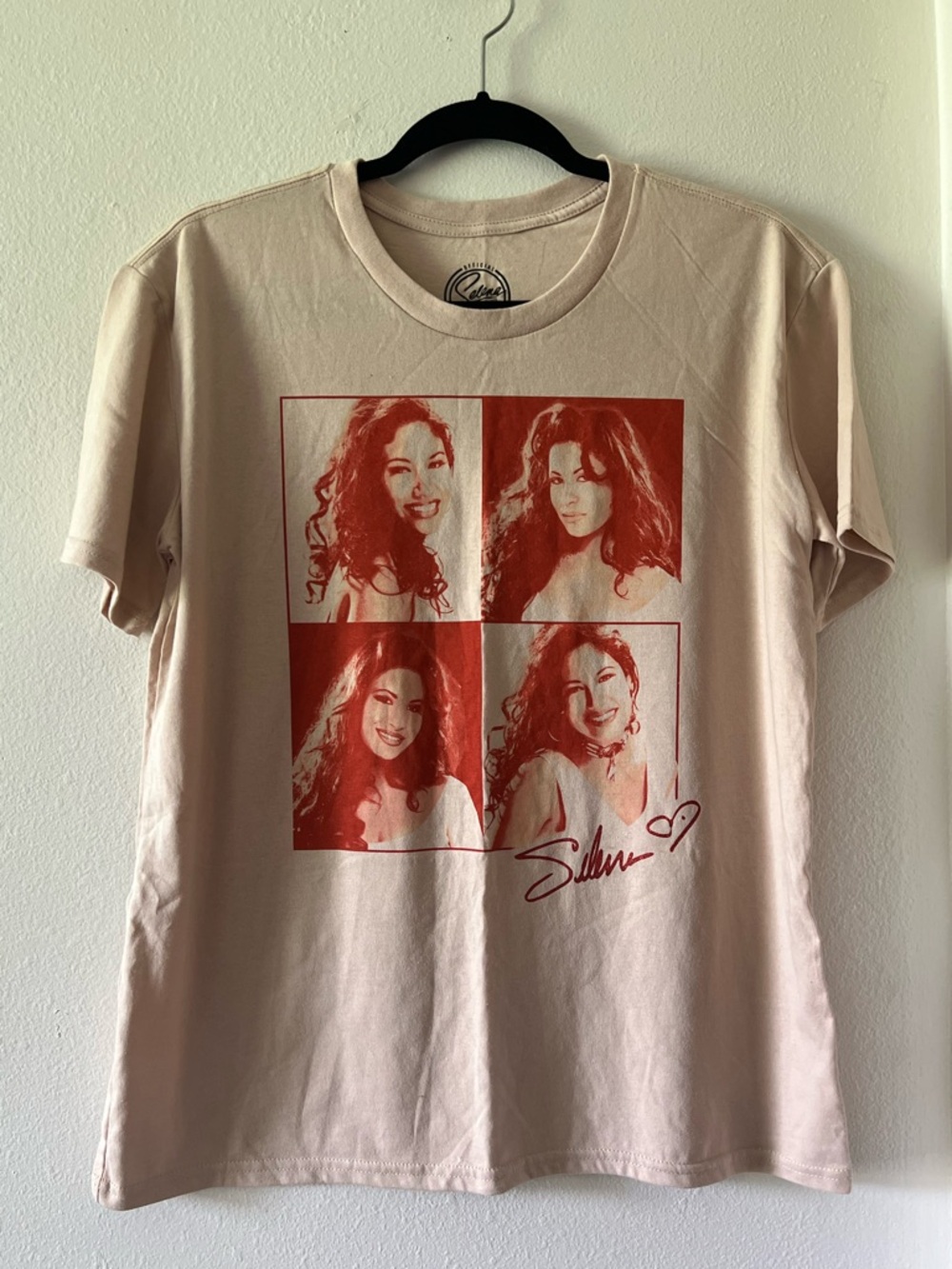 Selena Quintanilla Tan Short Sleeve Graphic Tee Photo Panel